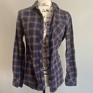 Eddie Bauer Navy & Orange Flannel